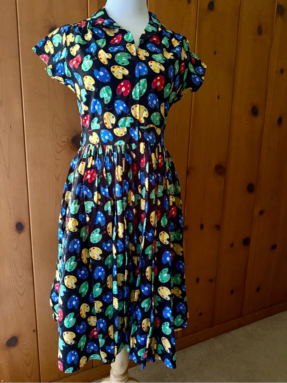 Bernie Dexter Kelly Dress in Bright Paint Palette Print, Large